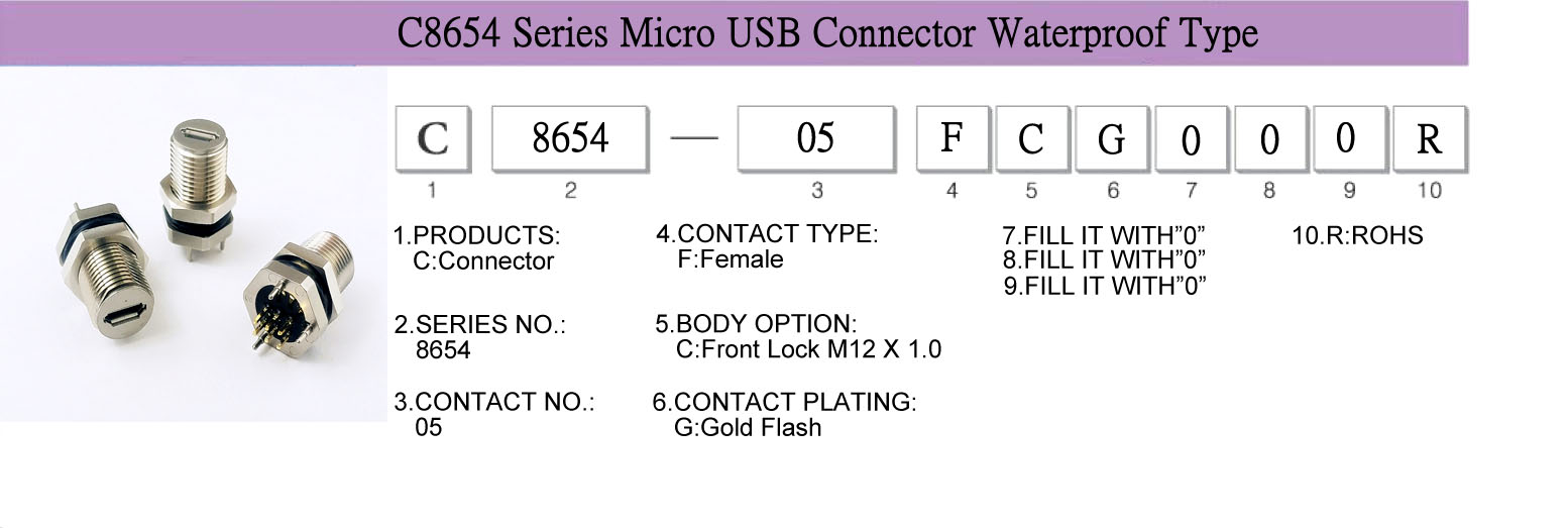 Connector, CableAssembly, WireHarness,USB, C8654