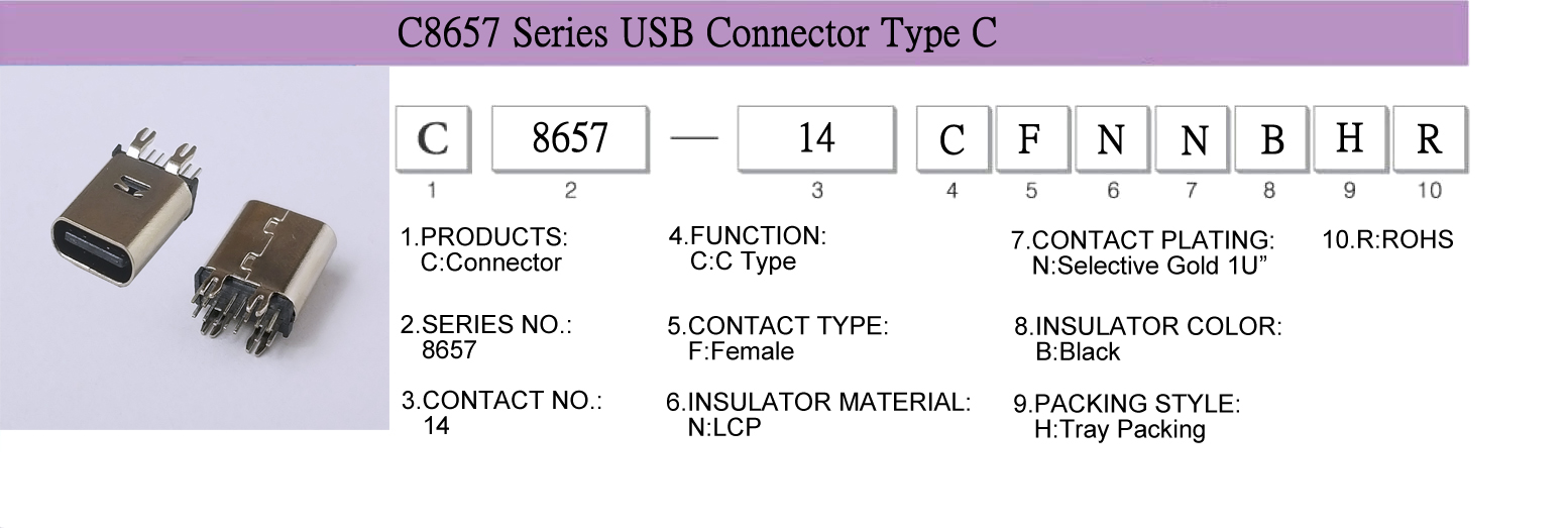 Connector, CableAssembly, WireHarness,USB, C8657