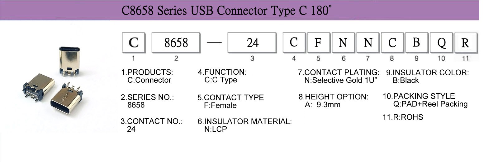 Connector, CableAssembly, WireHarness,USB, C8658