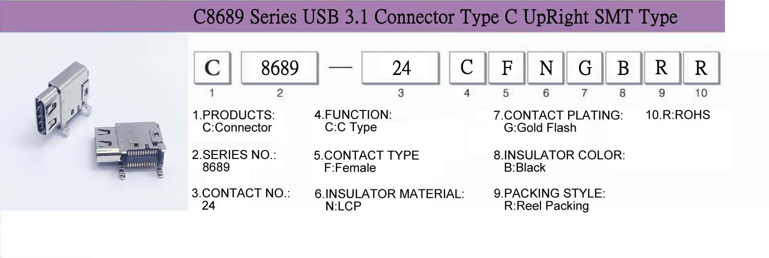 Connector, CableAssembly, WireHarness,USB, C8689