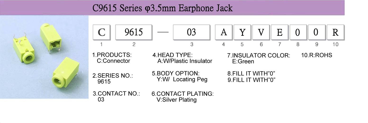 Connector, CableAssembly, WireHarness,EarphoneJack,C9615