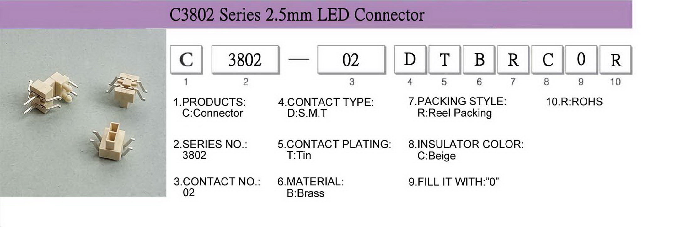 www.hsm.net.tw C3802 Series 2.5mm LED Connector 