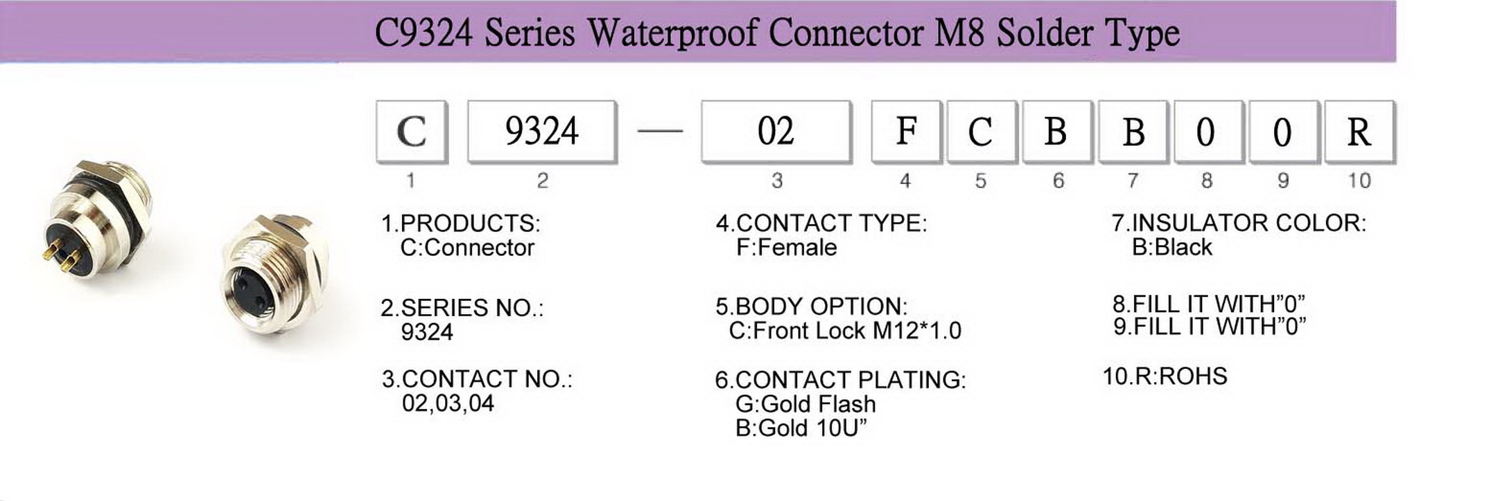 www.hsm.net.tw C9324 Series Waterproof Connector M8 Solder Type 